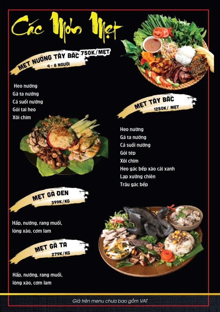 Menu Các Món Mẹt Tây Bắc