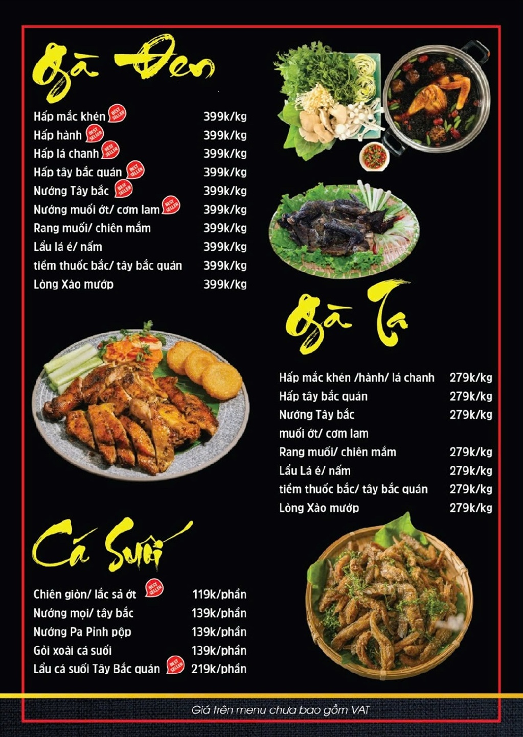 5 Menu Thực Đơn Tây Bắc Quán Gà Đen Tây Bắc